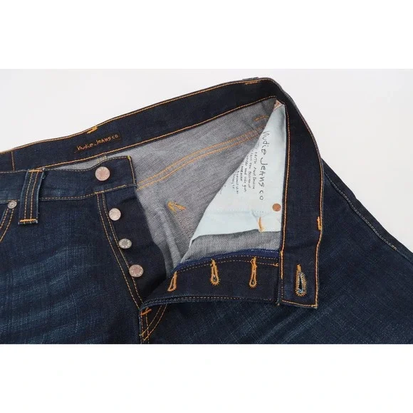 Nudie Jeans Average Joe Mens 38x32 Double Dip Indigo Straight Leg Denim NJ2160 - Picture 6 of 15